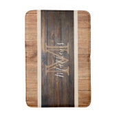 Tapis De Bain Monogramme à rayures ton bois rustique Tan (Devant (Vertical))