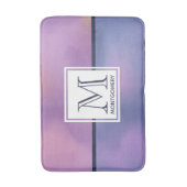 Tapis De Bain Monogramme Abstrait moderne violet et rose (Devant (Vertical))