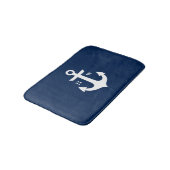 Tapis De Bain Monogramme Ancre bleu marine (Angle)