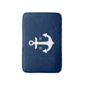 Tapis De Bain Monogramme Ancre bleu marine (Devant (Vertical))