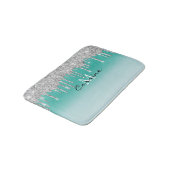Tapis De Bain Monogramme Aqua Blue Metallic + Parties scintillan (Angle)