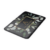 Tapis de bain Monogramme Aquarelle Feuilles Vertes (Angle)