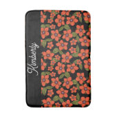 Tapis De Bain Monogramme aquarelle florale rouge (Devant (Vertical))