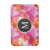 Tapis De Bain Monogramme Aquarelle rose orange Abstrait (Devant (Vertical))