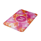 Tapis De Bain Monogramme Aquarelle rose orange Abstrait (Angle)