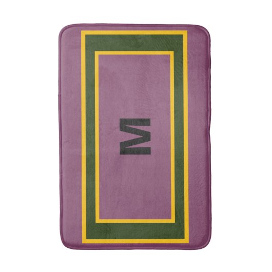 Tapis De Bain Monogramme Automne violet jaune vert (Devant (Vertical))