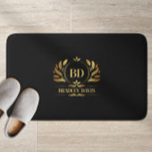 Tapis De Bain Monogramme Avec Nom Black Gold Elegant