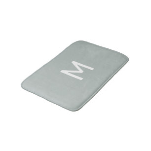 Tapis De Bain Monogramme blanc minimal sur gris