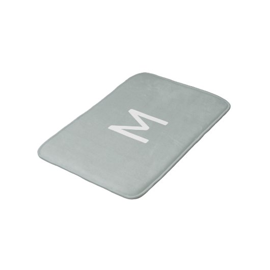 Tapis De Bain Monogramme blanc minimal sur gris (Angle)