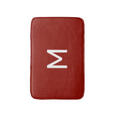 Tapis De Bain Monogramme blanc minimal sur rouge (Devant (Vertical))