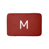 Tapis De Bain Monogramme blanc minimal sur rouge (Devant)