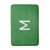 Tapis De Bain Monogramme blanc minimal sur vert (Devant (Vertical))