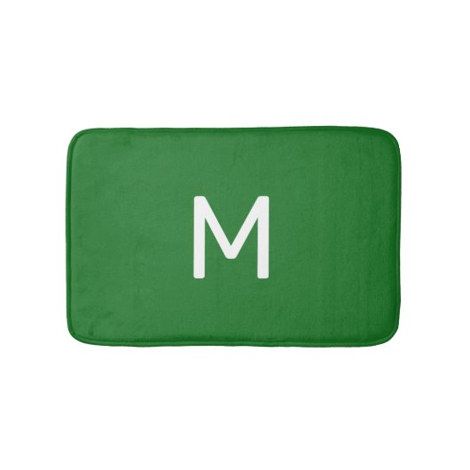 Tapis De Bain Monogramme blanc minimal sur vert (Devant)