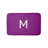 Tapis De Bain Monogramme blanc minimal sur violet (Devant)