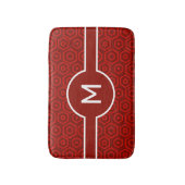 Tapis De Bain Monogramme blanc moderne sur géométrie rouge (Devant (Vertical))