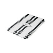 Tapis De Bain Monogramme blanc noir de motif de harlequin (Angle)