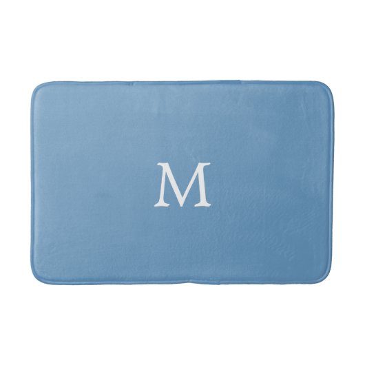 Tapis De Bain Monogramme blanc sur bleu moyen (Devant)
