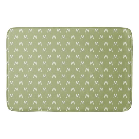 Tapis De Bain Monogramme blanc vert chic (Devant)