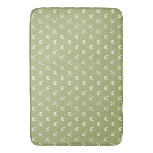 Tapis De Bain Monogramme blanc vert chic (devant Vertical)