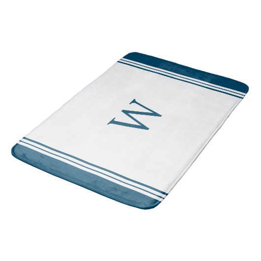 Tapis De Bain Monogramme bleu (Angle)