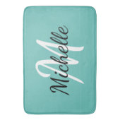 Tapis De Bain Monogramme bleu clair Ajouter Votre Nom Simple ten (devant Vertical)