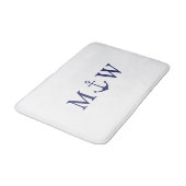 Tapis De Bain monogramme bleu marine mariage (Angle)