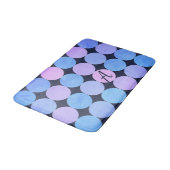 Tapis De Bain Monogramme bleu pourpre et rose des cercles (Angle)