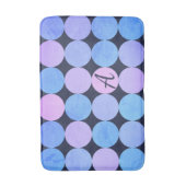 Tapis De Bain Monogramme bleu pourpre et rose des cercles (Devant (Vertical))