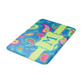 Tapis De Bain Monogramme bleu turquoise Paisley Motif moderne (Angle)