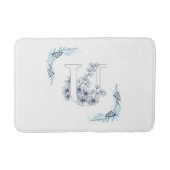 Tapis De Bain Monogramme bleu "U" initial Floral calme (Devant)
