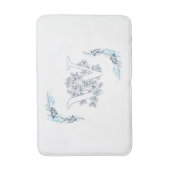Tapis De Bain Monogramme bleu "W" initial Flore calme (Devant (Vertical))