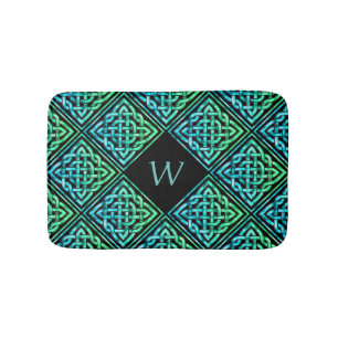 Tapis De Bain Monogramme Celte noeud bleu vert mat de bain