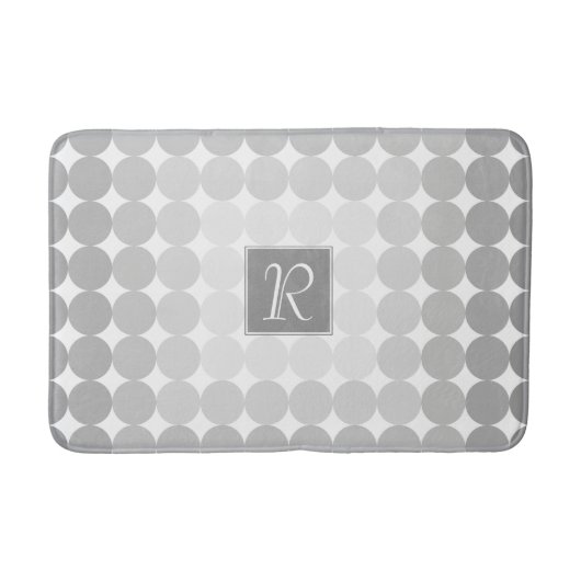 Tapis De Bain Monogramme Cercles Gris Moderne (Devant)