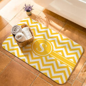 Tapis De Bain Monogramme Chevron Jaune Et Blanc