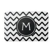 Tapis De Bain Monogramme Chevron noir et blanc (Devant)