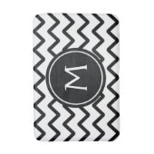 Tapis De Bain Monogramme Chevron noir et blanc (Devant (Vertical))