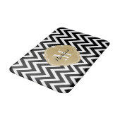 Tapis De Bain Monogramme Chevron noir et or (Angle)