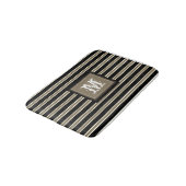 Tapis De Bain Monogramme Chic & Rayures Simples Blanches Beige N (Angle)
