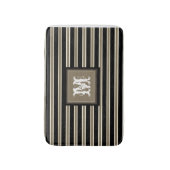 Tapis De Bain Monogramme Chic & Rayures Simples Blanches Beige N (Devant (Vertical))