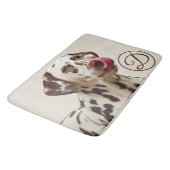 Tapis De Bain Monogramme Chien dalmate Tan Brown Élégant (Angle)