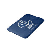 Tapis De Bain Monogramme classique Ancre bleu marine Bateau de p (Angle)