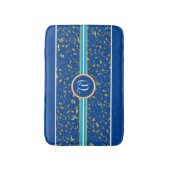Tapis De Bain Monogramme classique avec Gold Music Notes sur BLU (Devant (Vertical))