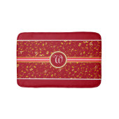 Tapis De Bain Monogramme classique avec Gold Music Notes sur RED (Devant)