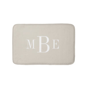 Tapis De Bain Monogramme Classique de 3 Lettres Beige Clair et B