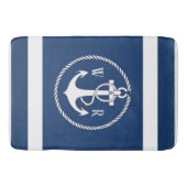 Tapis De Bain Monogramme classique Marine marine bleu et blanc (Devant)
