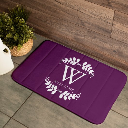 Tapis De Bain Monogramme d'aubergine pourpre