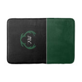 Tapis De Bain Monogramme de Antlers de Cerfs Noirs Vert (Devant)