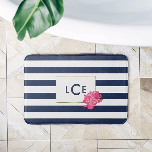 Tapis De Bain Monogramme de bain de marmite et de poitrine rose