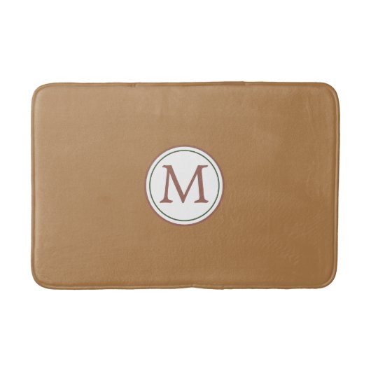 Tapis De Bain Monogramme de bannière blanche sur Brown (Devant)