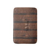 Tapis De Bain Monogramme de bois ancien brun foncé rustique (Devant (Vertical))